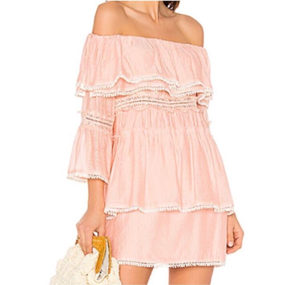 Suboo Pink Cream The Roam Free Off The Shoulder Mini Dress Size 5